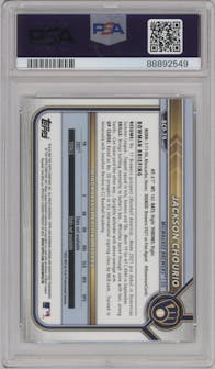 Jackson Chourio from the 2022 Bowman set graded by PSA and given an overall grade of 10.