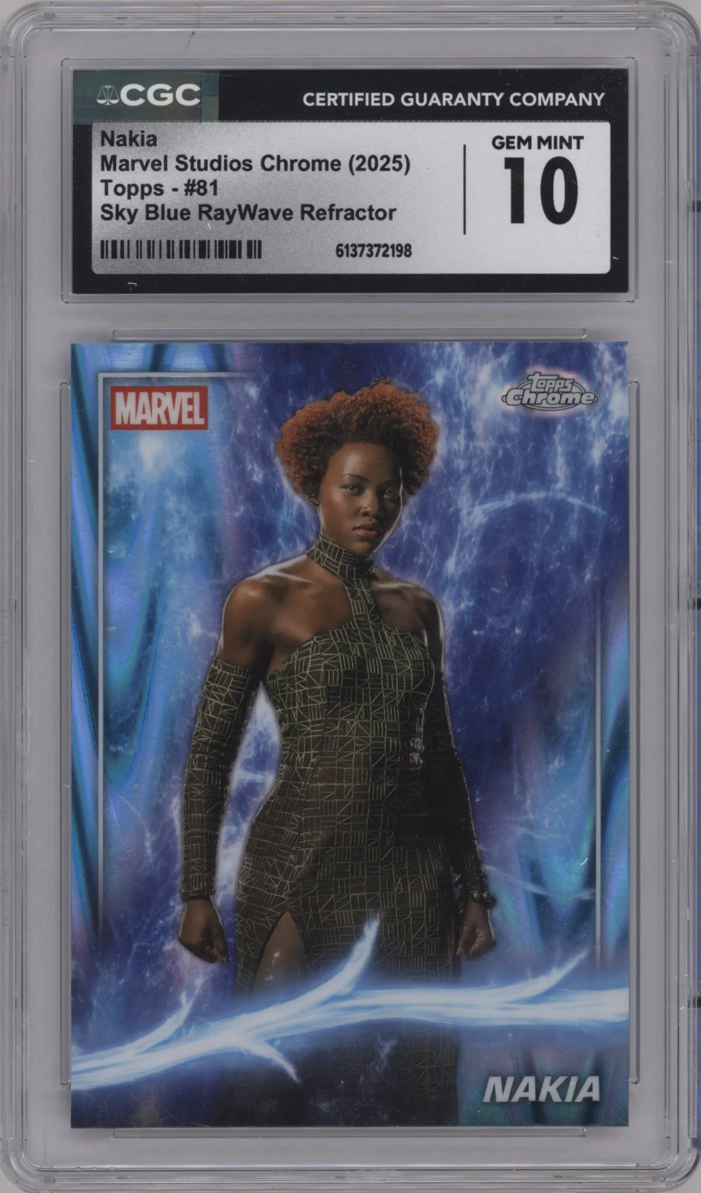 2025 Topps Chrome Marvel Studios Nakia Sky Blue RayWave Refractor #81 CGC 10