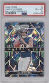 Caleb Williams from the 2024 Panini Prizm set featuring a Green Ice Prizm parallel graded by PSA and given an overall grade of 10.