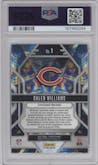 Caleb Williams from the 2024 Panini Prizm set featuring a Green Ice Prizm parallel graded by PSA and given an overall grade of 10.