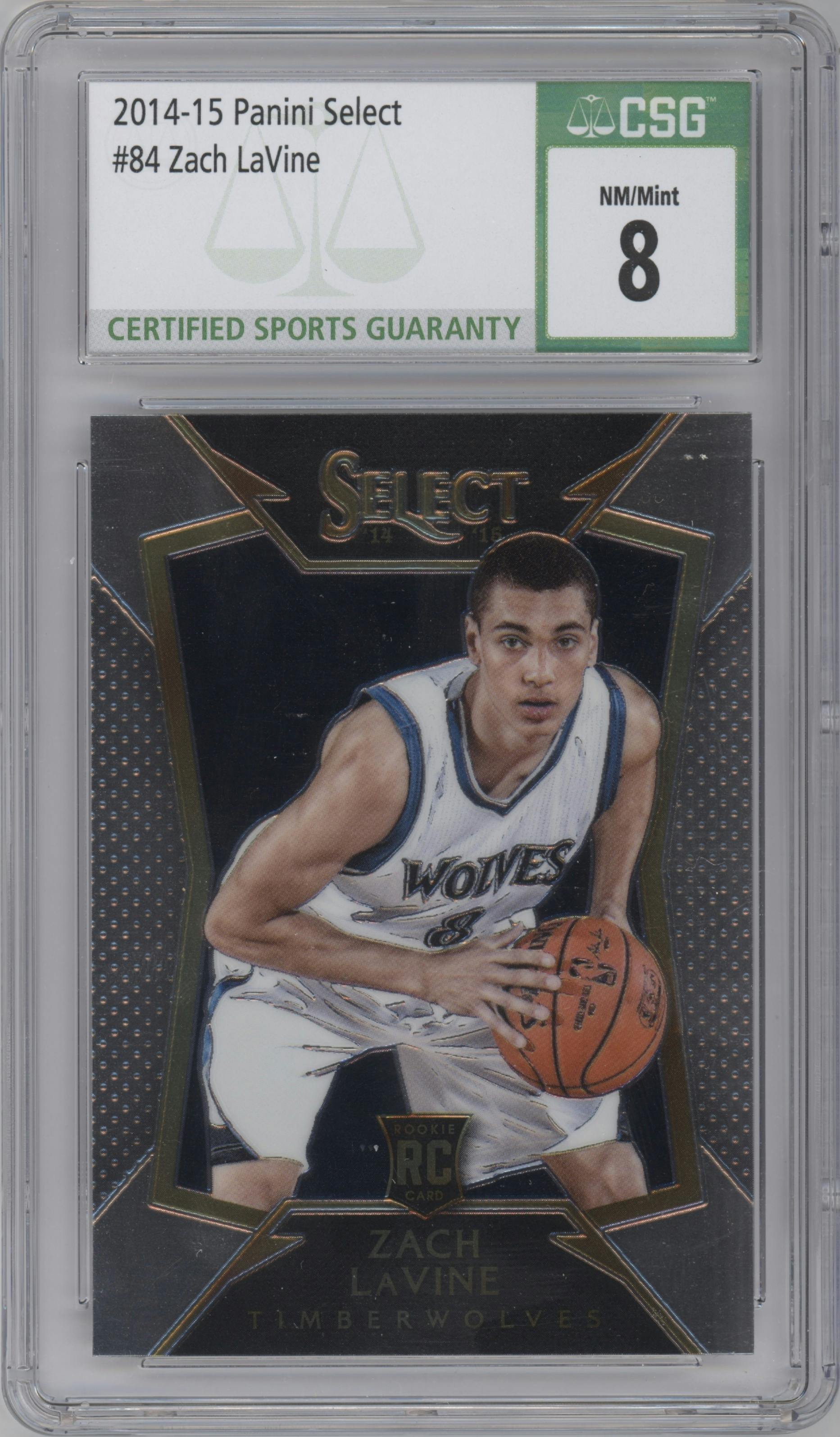 Zach LaVine from the 2014-15 Panini Select set graded by CSG and given an overall grade of 8.
