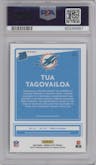 Tua Tagovailoa from the 2020 Panini Donruss Optic set featuring a Blue Scope parallel graded by PSA and given an overall grade of 10.