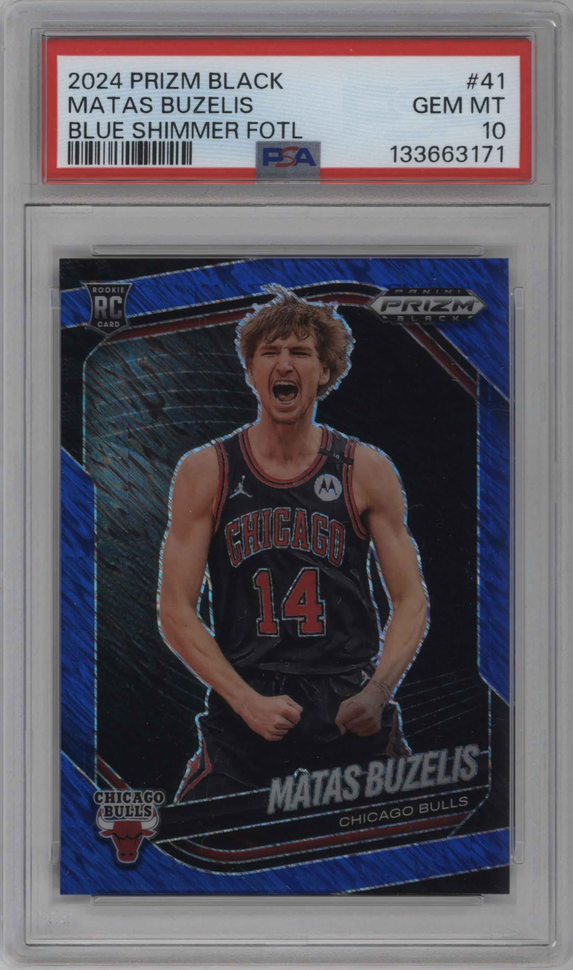 2024 Panini Prizm Black Matas Buzelis Blue Shimmer PSA 10