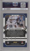 Micah Parsons from the 2021 Panini Obsidian set graded by PSA and given an overall grade of 8.