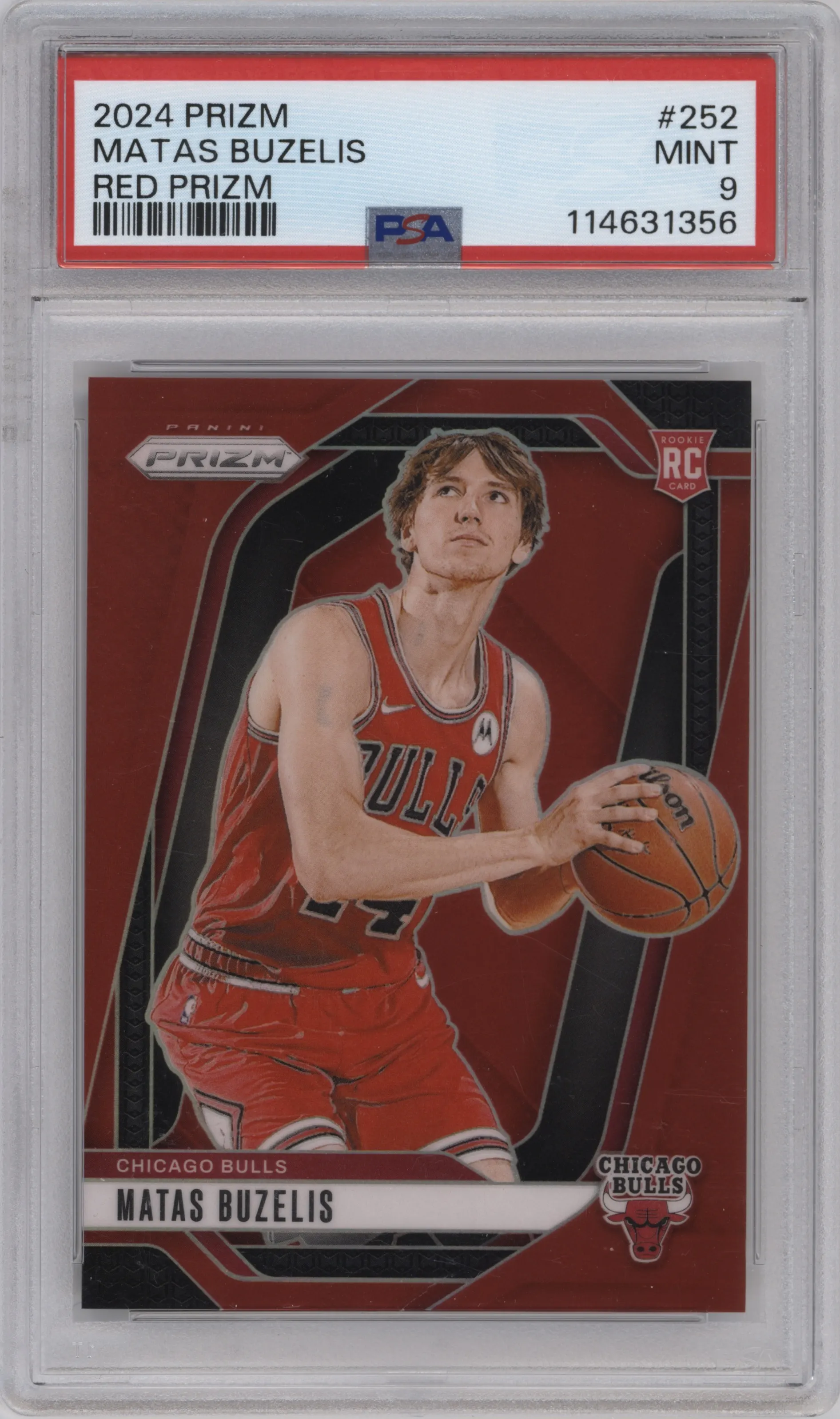 2024 Panini Prizm Matas Buzelis Red Prizm #252 PSA 9