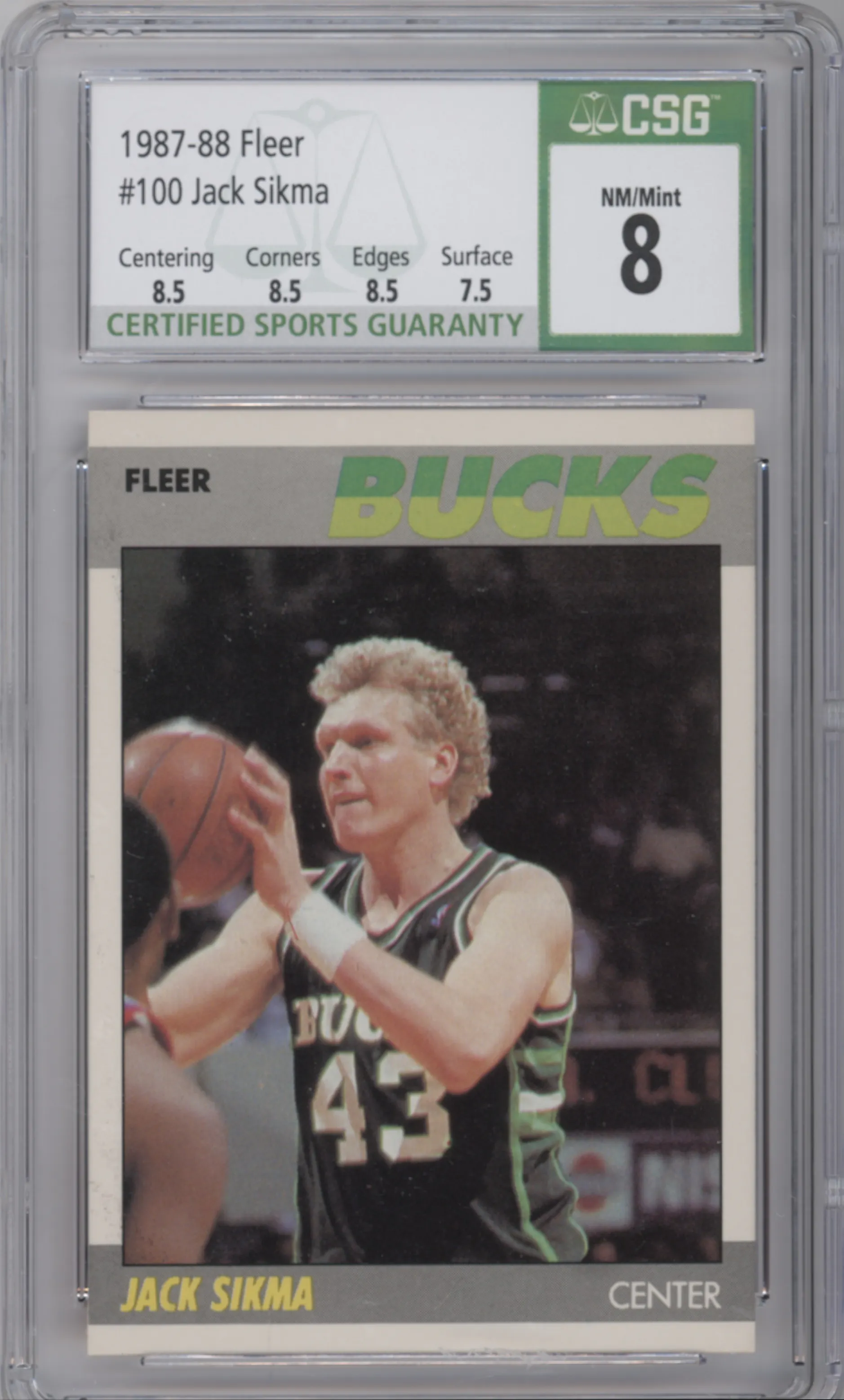 1987 Fleer Jack Sikma CGC 8
