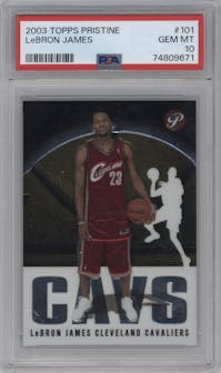 LeBron James from the 2003-04 Topps Pristine  set graded by PSA and given an overall grade of 10.