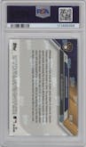 Jackson Chourio from the 2024 Topps Now Rookie Cup set featuring a Blue parallel graded by PSA and given an overall grade of 9.