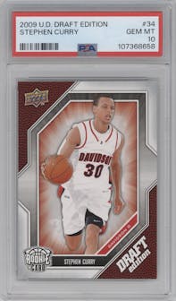 Stephen Curry from the 2009-10 UD Draft Edition set graded by PSA and given an overall grade of 10.
