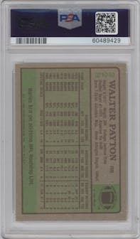 Walter Payton from the 1984 Topps set graded by PSA and given an overall grade of 8.
