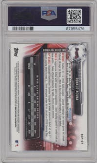 Ronald Acuna from the 2017 Bowman Mega Box Chrome set graded by PSA and given an overall grade of 10.