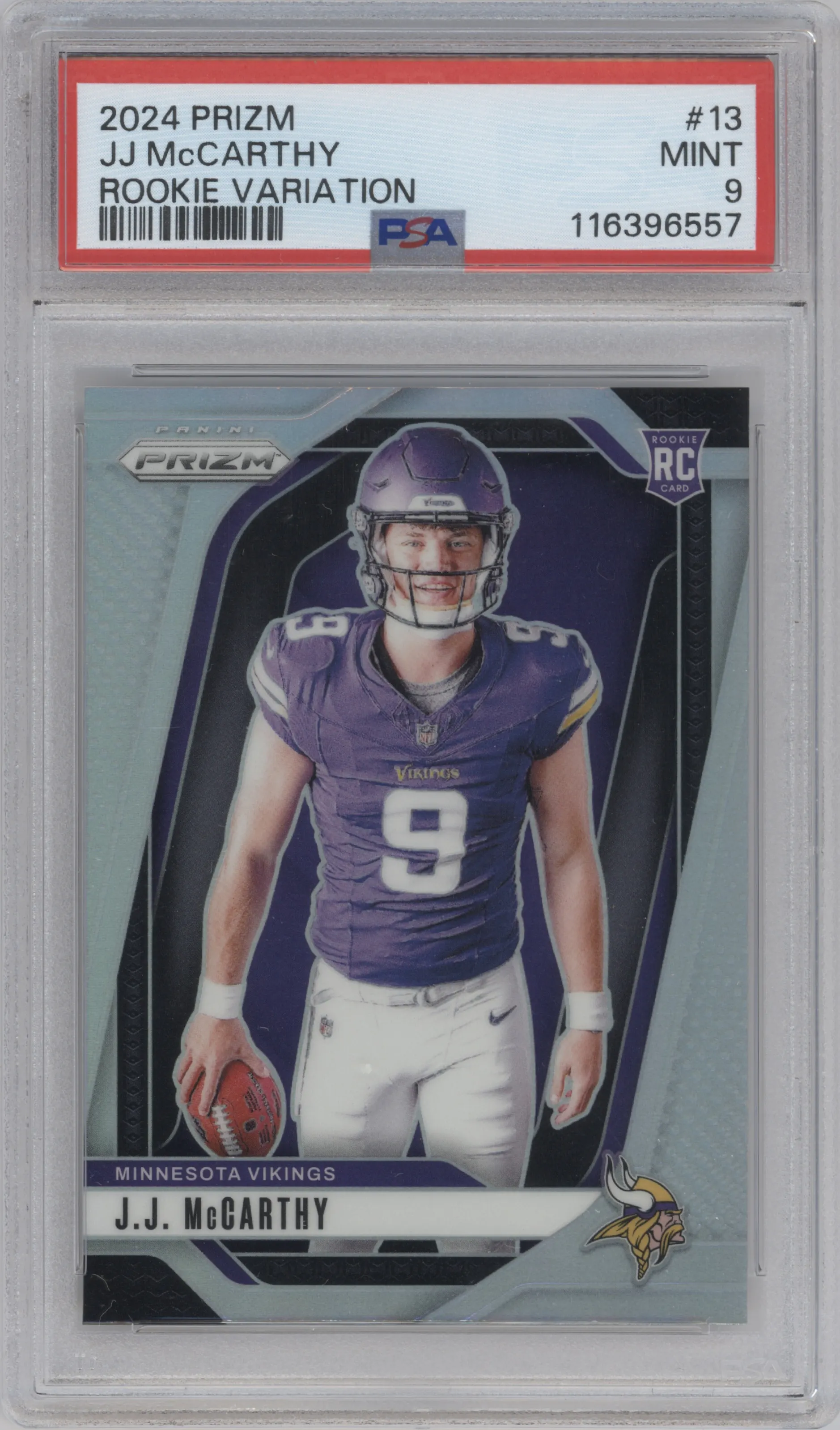 2024 Panini Prizm Rke.Var. J.J. McCarthy #13 PSA 9