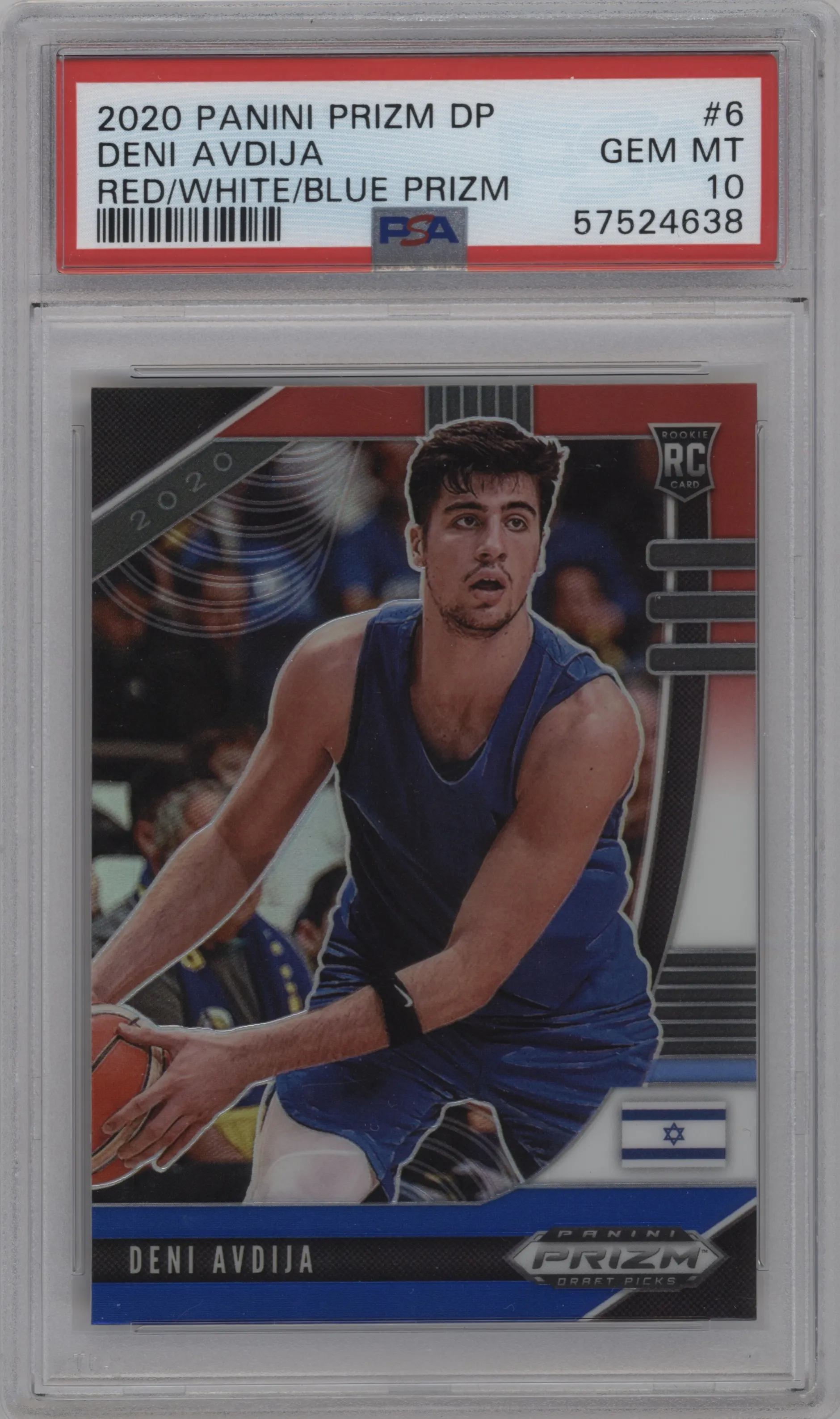 2020 Panini Prizm Draft Picks Deni Avdija Red/White/Blue Prizm #6 PSA 10