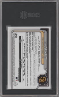 Leo De Vries from the 2024 Bowman Chrome set graded by SGC and given an overall grade of 8.5.