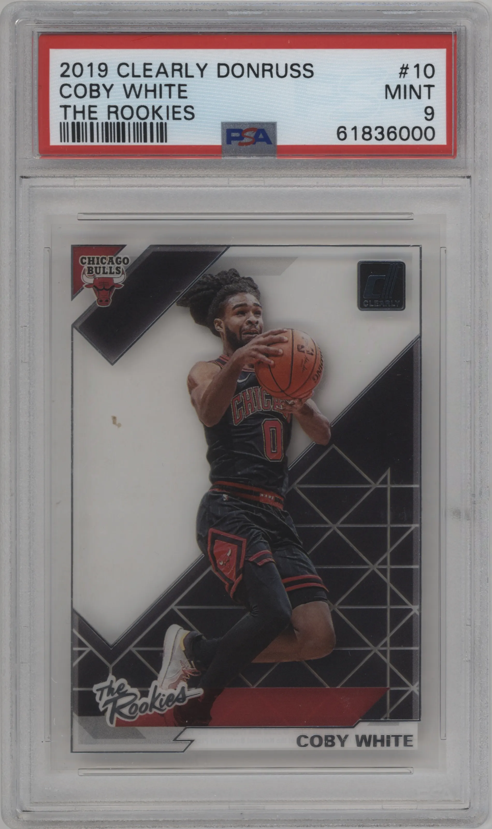 2019 Panini Clearly Donruss The Rookies Coby White #10 PSA 9
