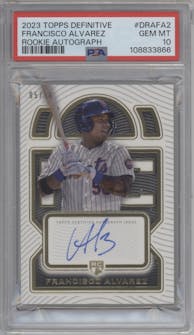 Francisco Alvarez from the 2023 Topps Definitive Collection set graded by PSA and given an overall grade of 10.
