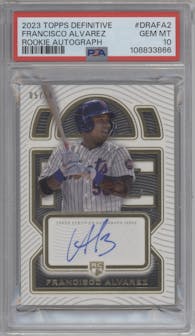 Francisco Alvarez from the 2023 Topps Definitive Collection set graded by PSA and given an overall grade of 10.