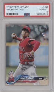 Shohei Ohtani from the 2018 Topps Update set graded by PSA and given an overall grade of 10.
