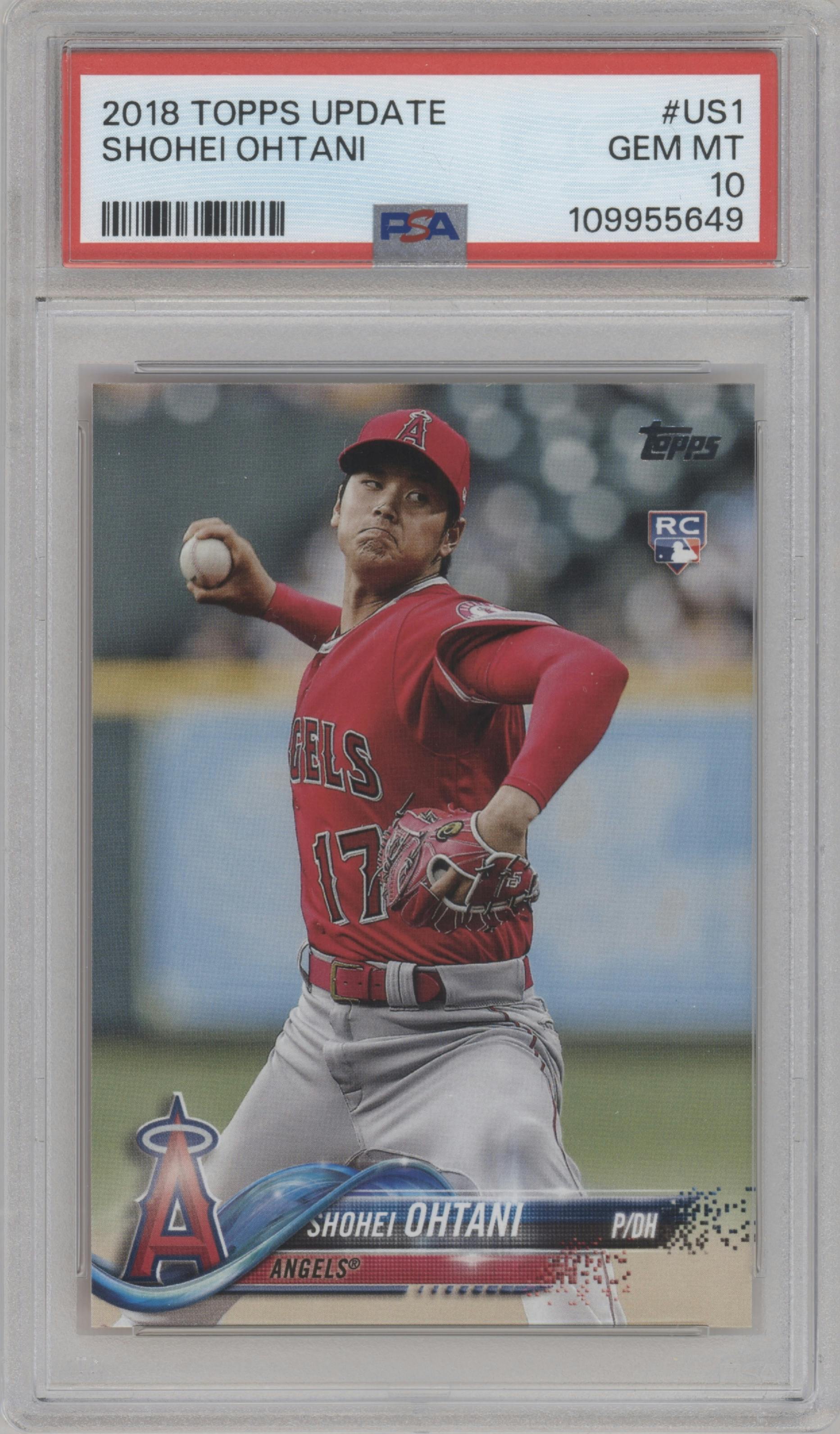 Shohei Ohtani from the 2018 Topps Update set graded by PSA and given an overall grade of 10.