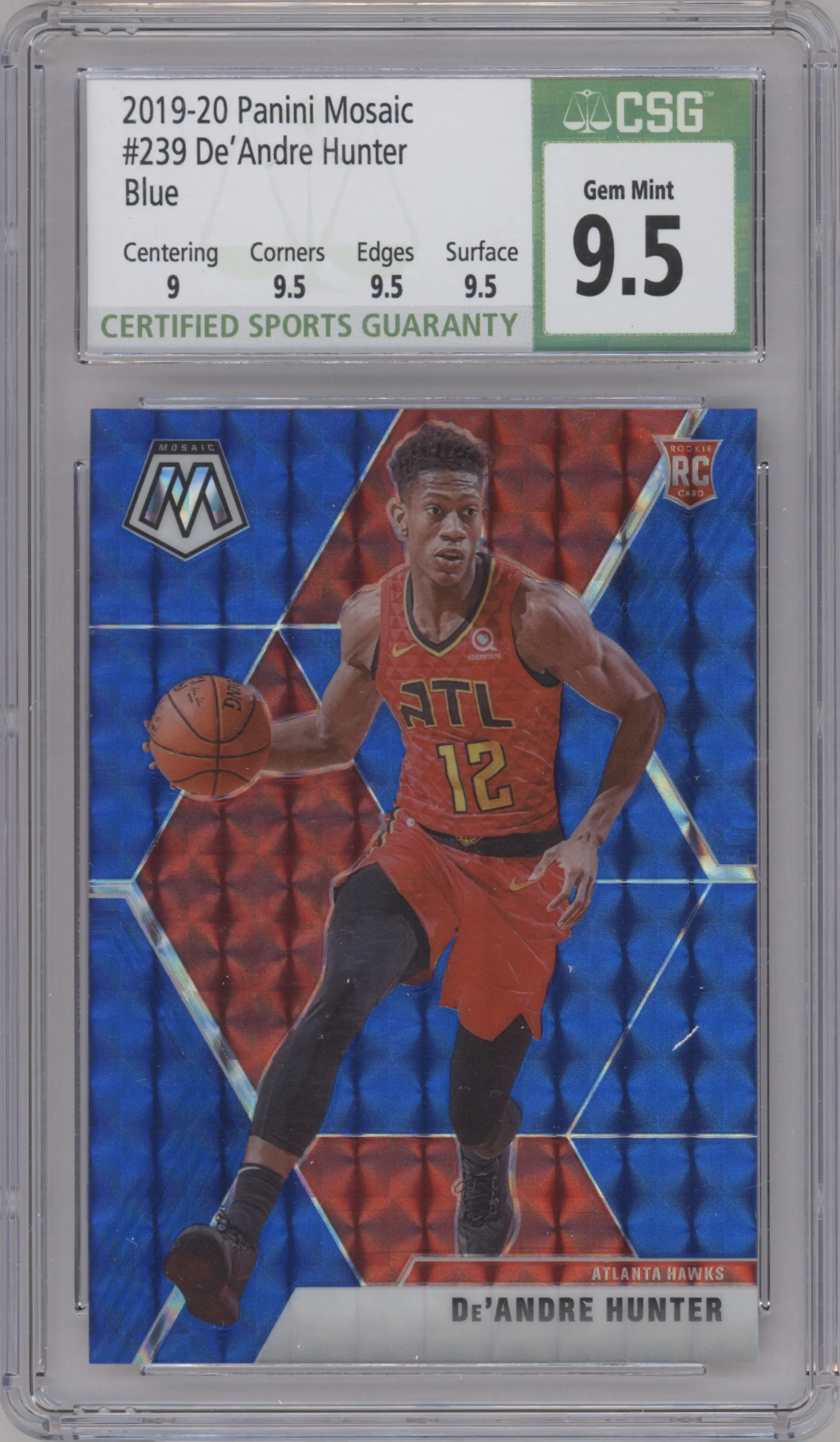 2019 Panini Mosaic De'Andre Hunter Blue Mosaic CGC 9.5