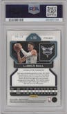 LaMelo Ball from the 2021-22 Panini Prizm  set featuring a Gold Shimmer parallel graded by PSA and given an overall grade of 10.