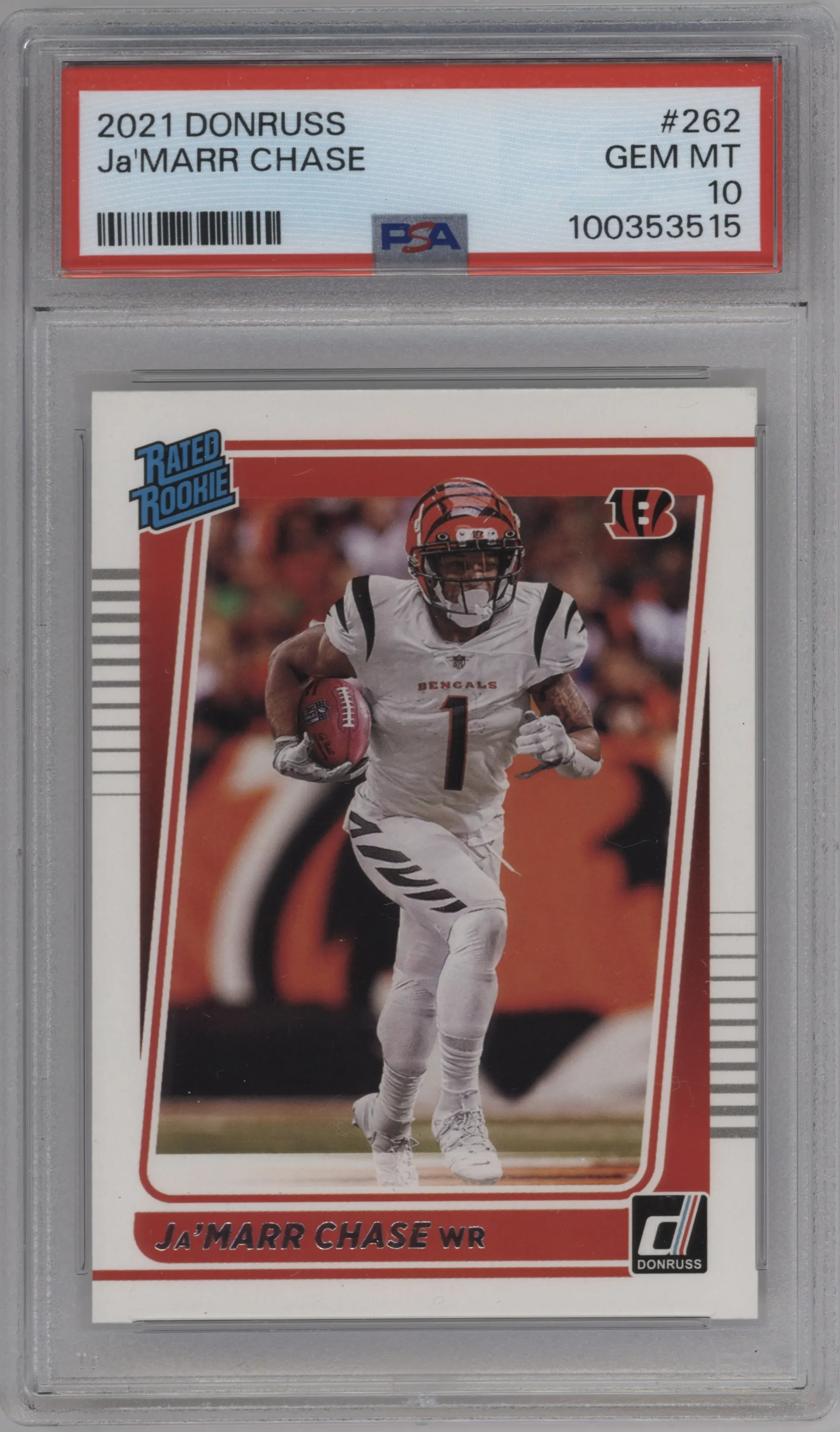 2021 Panini Donruss Rated Rookie Ja'Marr Chase PSA 10