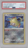 Radiant Jirachi from the 2022 Pokemon SWSH set graded by PSA and given an overall grade of 10.