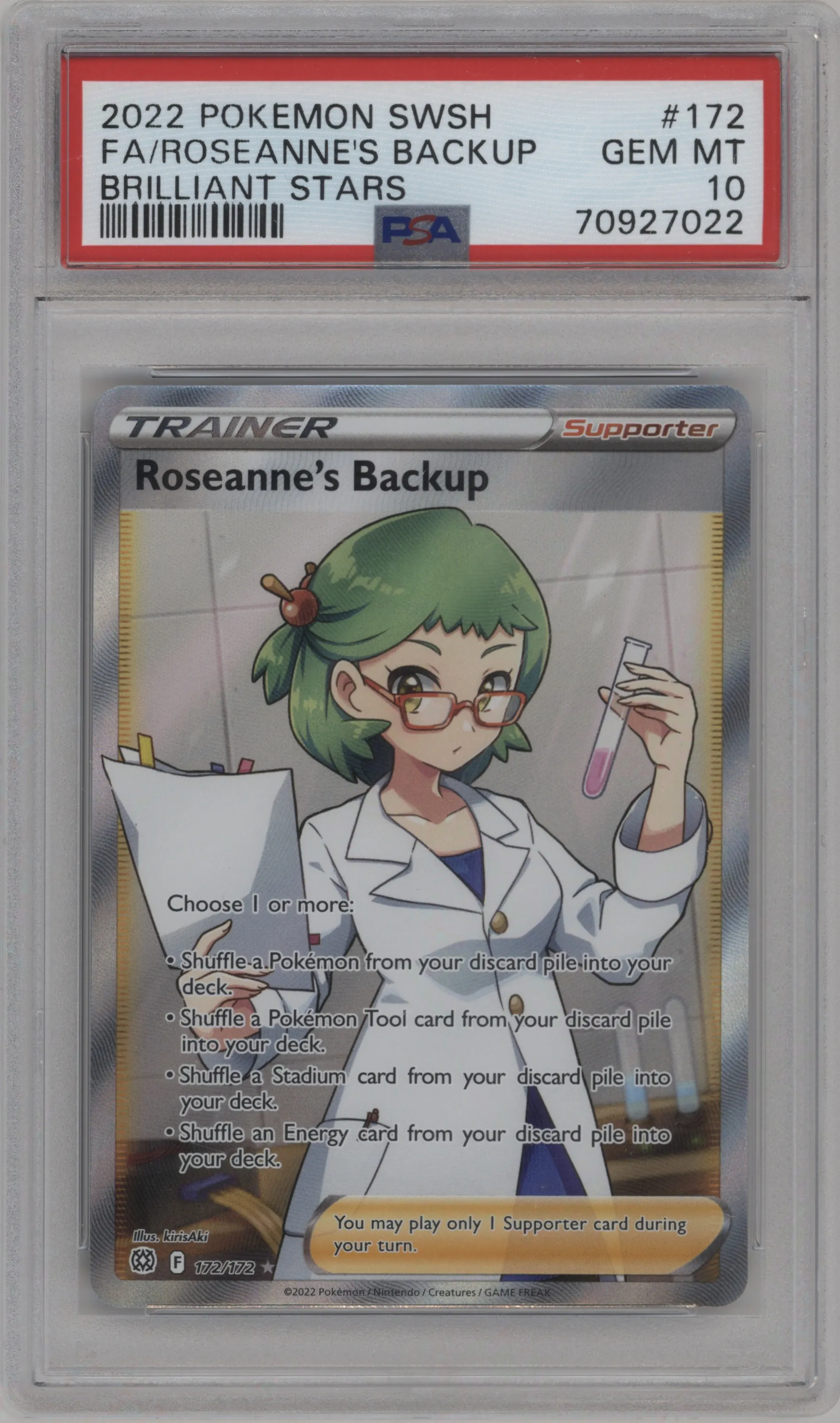 2022 Pokemon SWSH Brilliant Stars Roseanne's Backup #172 PSA 10