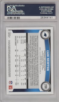 Cam Newton from the 2011 Topps set graded by PSA and given an overall grade of 10.