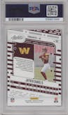 Jayden Daniels from the 2024 Panini Absolute set featuring a Green parallel graded by PSA and given an overall grade of 10.
