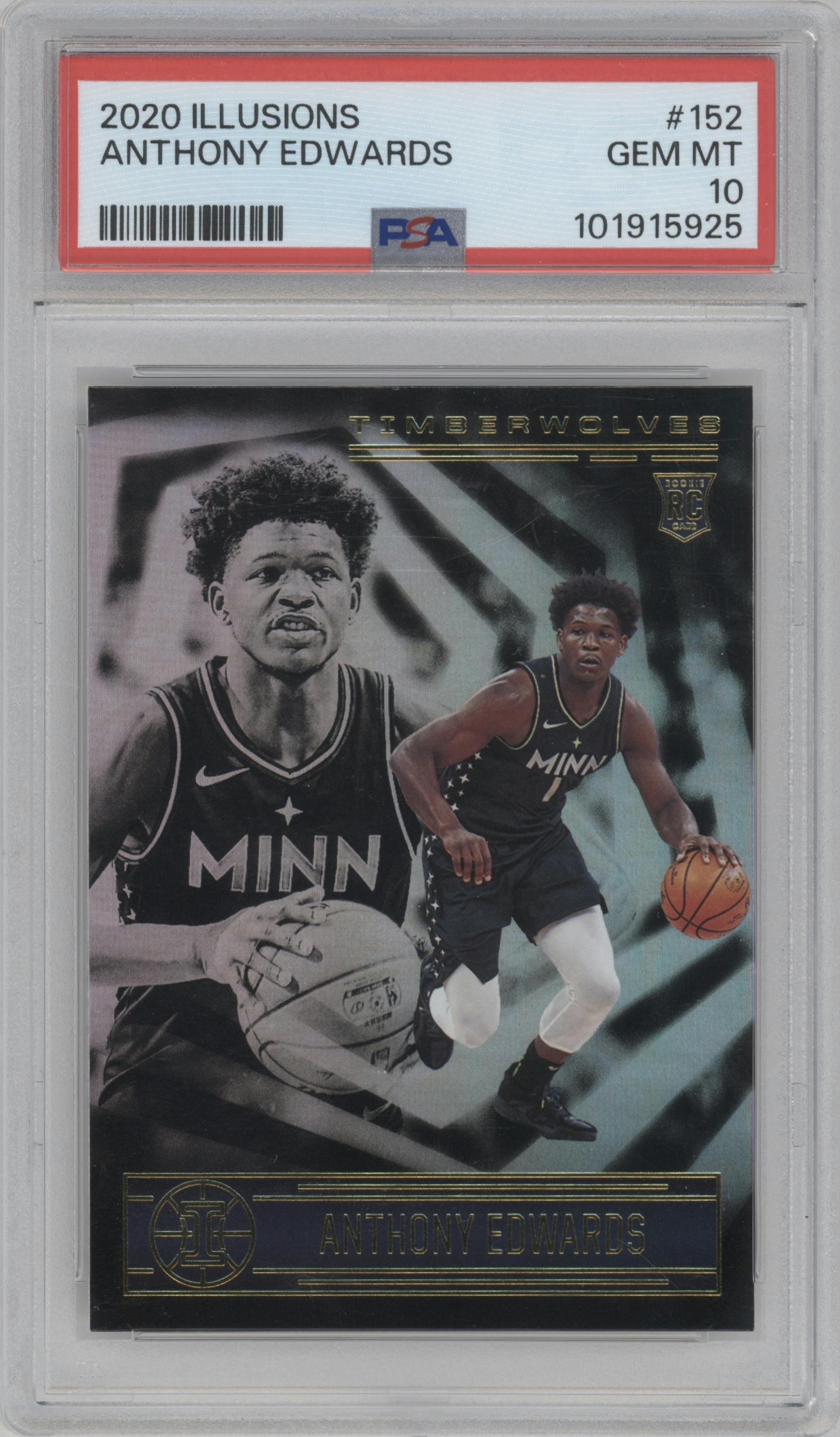 Anthony Edwards  from the 2020-21 Panini Illusions  set graded by PSA and given an overall grade of 10.