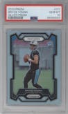 Bryce Young from the 2023 Panini Prizm set featuring a Silver Prizm parallel graded by PSA and given an overall grade of 10.