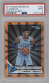 Ja Morant from the 2019-20 Panini Donruss set featuring a Orange Laser parallel graded by PSA and given an overall grade of 9.