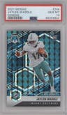 Jaylen Waddle from the 2021 Panini Mosaic set featuring a Genesis parallel graded by PSA and given an overall grade of 10.