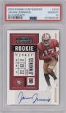 Jauan Jennings from the 2020 Panini Contenders set graded by PSA and given an overall grade of 10.