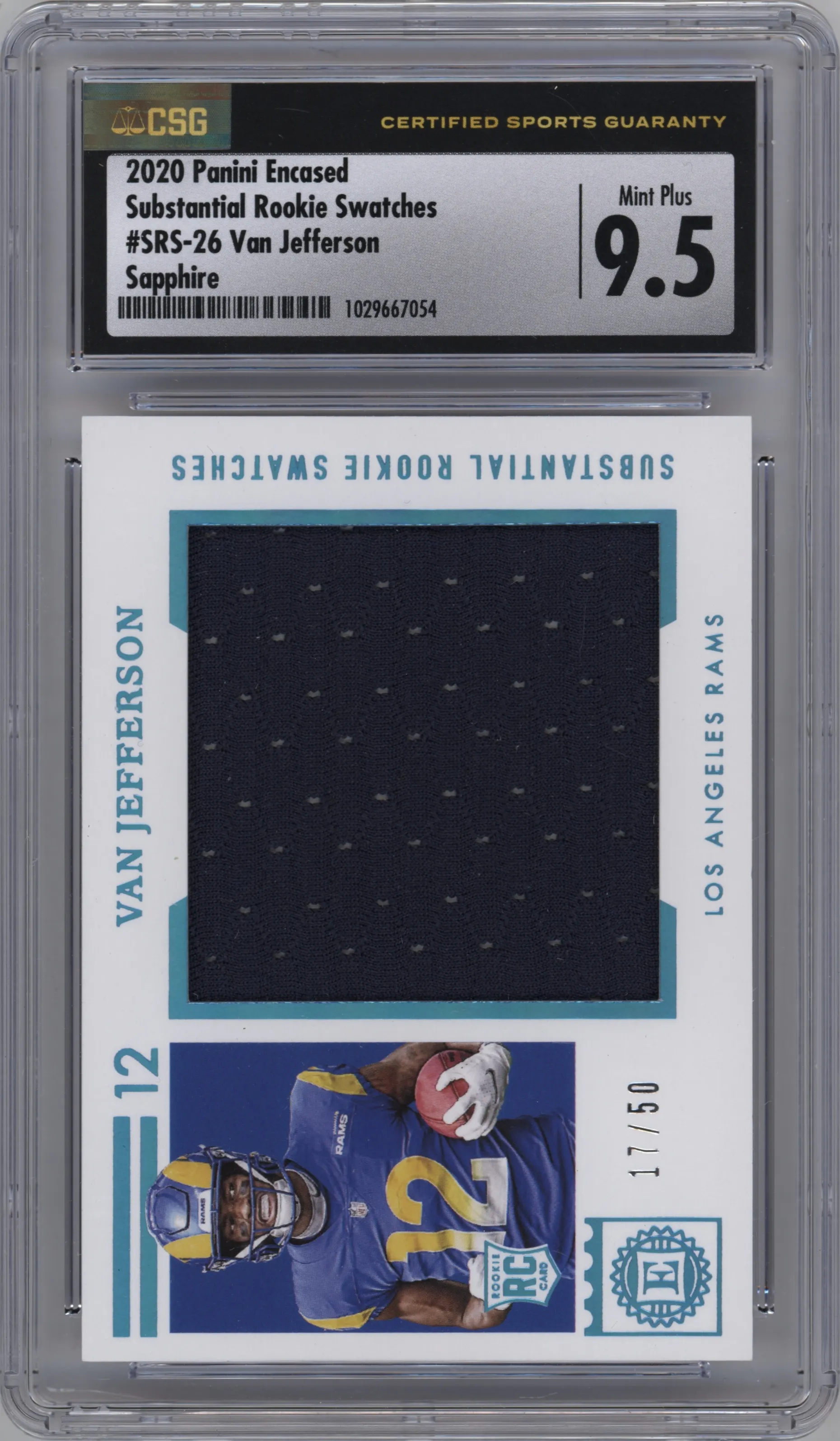 2020 Panini Encased Substantial Rke.Swch. Van Jefferson Sapphire #SRS-26 CGC 9.5