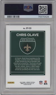 Chris Olave from the 2022 Panini Donruss set graded by PSA and given an overall grade of 9.