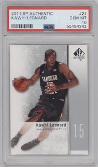 Kawhi Leonard from the 2011-12 SP Authentic set graded by PSA and given an overall grade of 10.