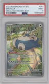 Snorlax from the 2023 Pokemon SV set featuring a Scarlet & Violet 151 Elite Trainer Box parallel graded by PSA and given an overall grade of 9.