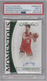 Alperen Sengun from the 2021-22 Panini Flawless set featuring a Emerald parallel graded by PSA and given an overall grade of 9.