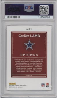 CeeDee Lamb from the 2024 Donruss Optic set graded by PSA and given an overall grade of 10.