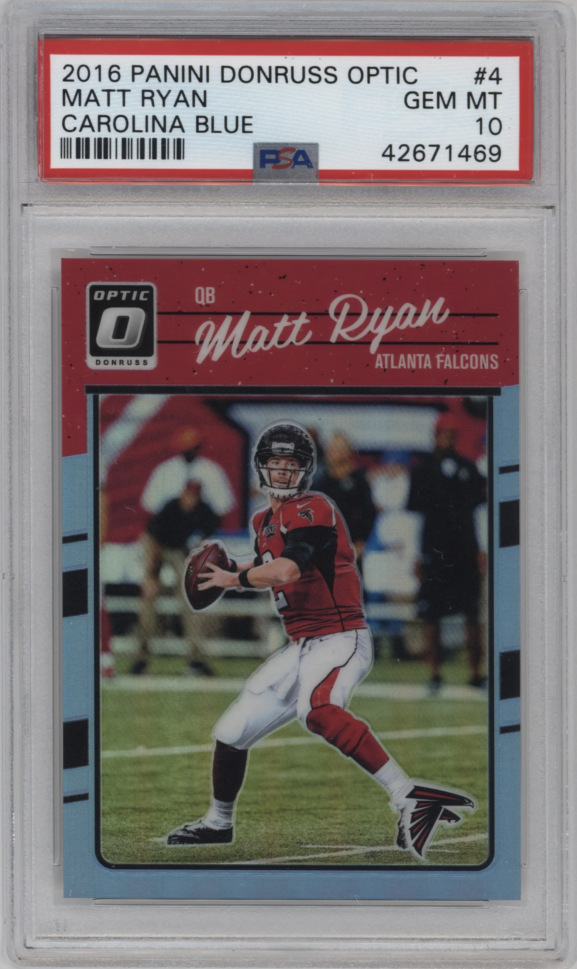 2016 Panini Donruss Optic Matt Ryan Carolina Blue #4 PSA 10