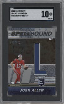 Josh Allen from the 2022 Panini Donruss Elite set graded by SGC and given an overall grade of 10.