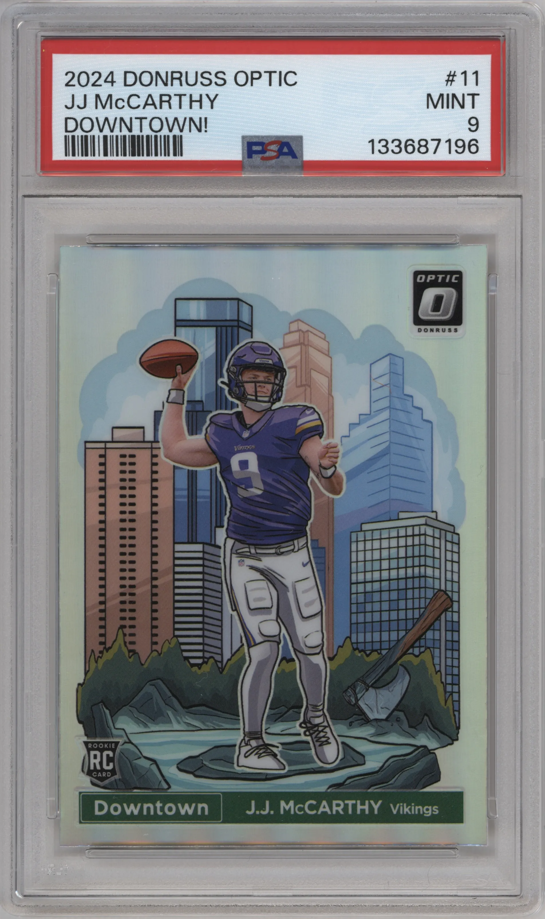 2024 Donruss Optic Downtown! J.J. McCarthy #11 PSA 9
