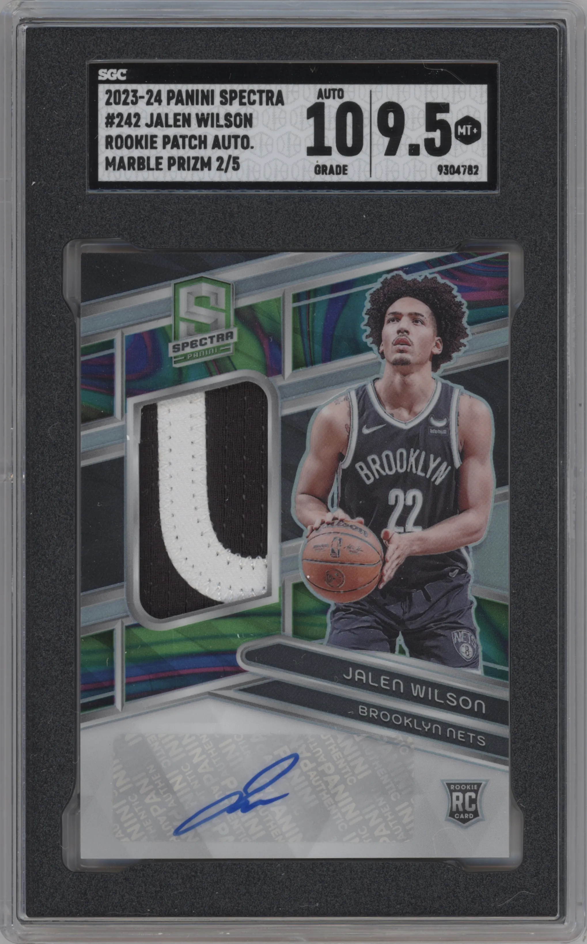 2023 Panini Spectra Rke.Jrsy.Auto Jalen Wilson Marble SGC 9.5