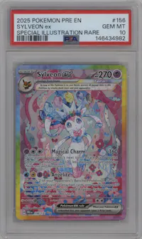 Sylveon EX from the 2025 Pokemon SV set graded by PSA and given an overall grade of 10.