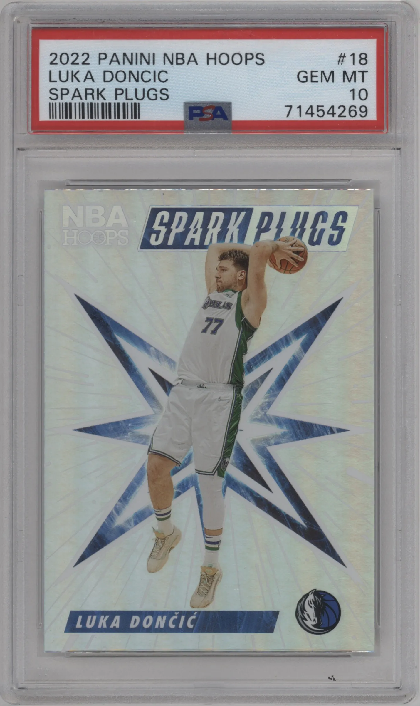 2022 Panini NBA Hoops Spark Plugs Luka Doncic #18 PSA 10