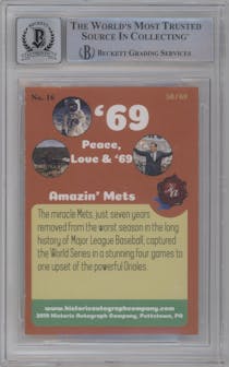 Ed Kranepool/Cleon Jones/Ron Swoboda from the 2019 Historic Autographs 1969 set featuring a Tie Dye parallel graded by Beckett.