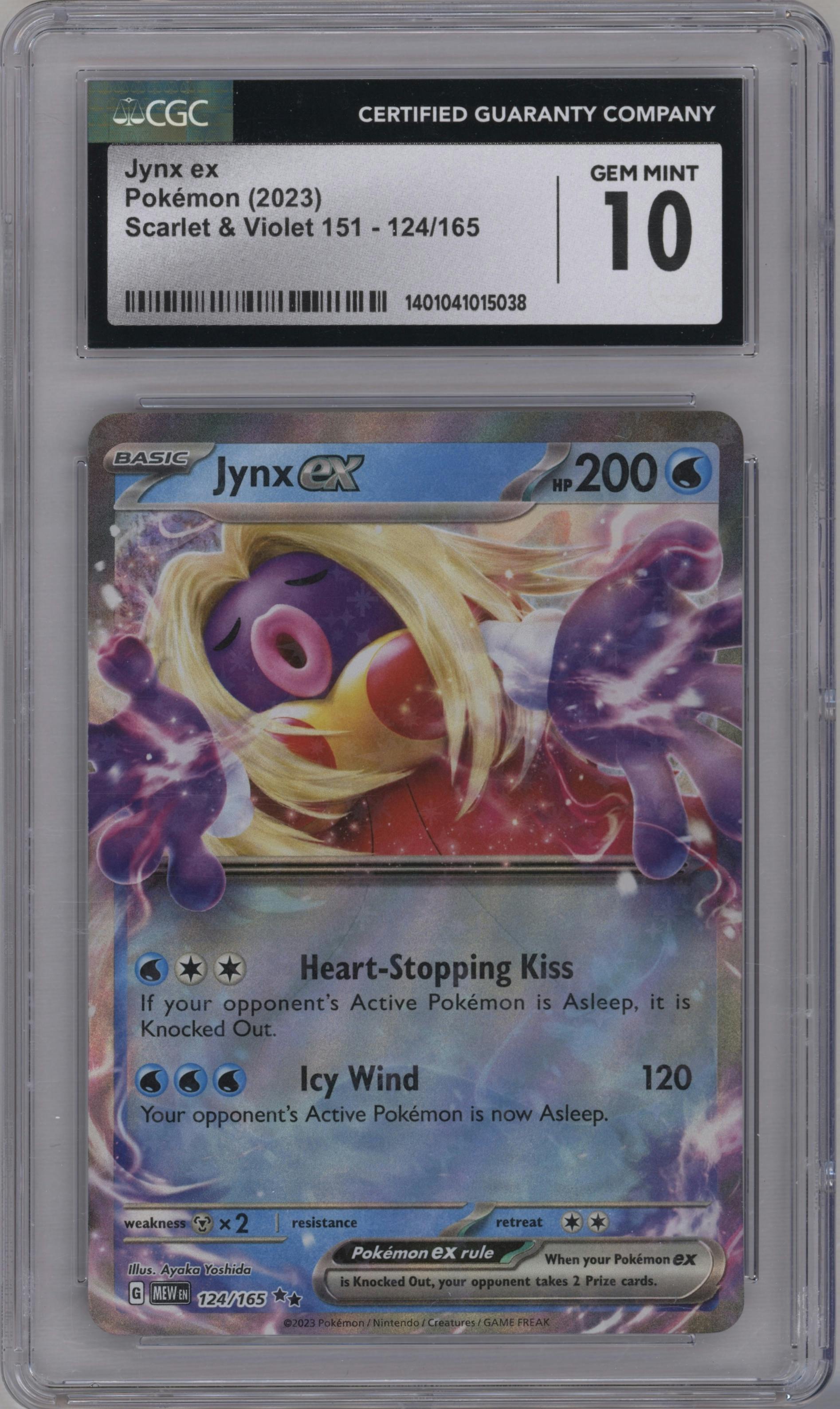Jynx ex from the 2023 Pokemon SV set graded by CSG and given an overall grade of 10.