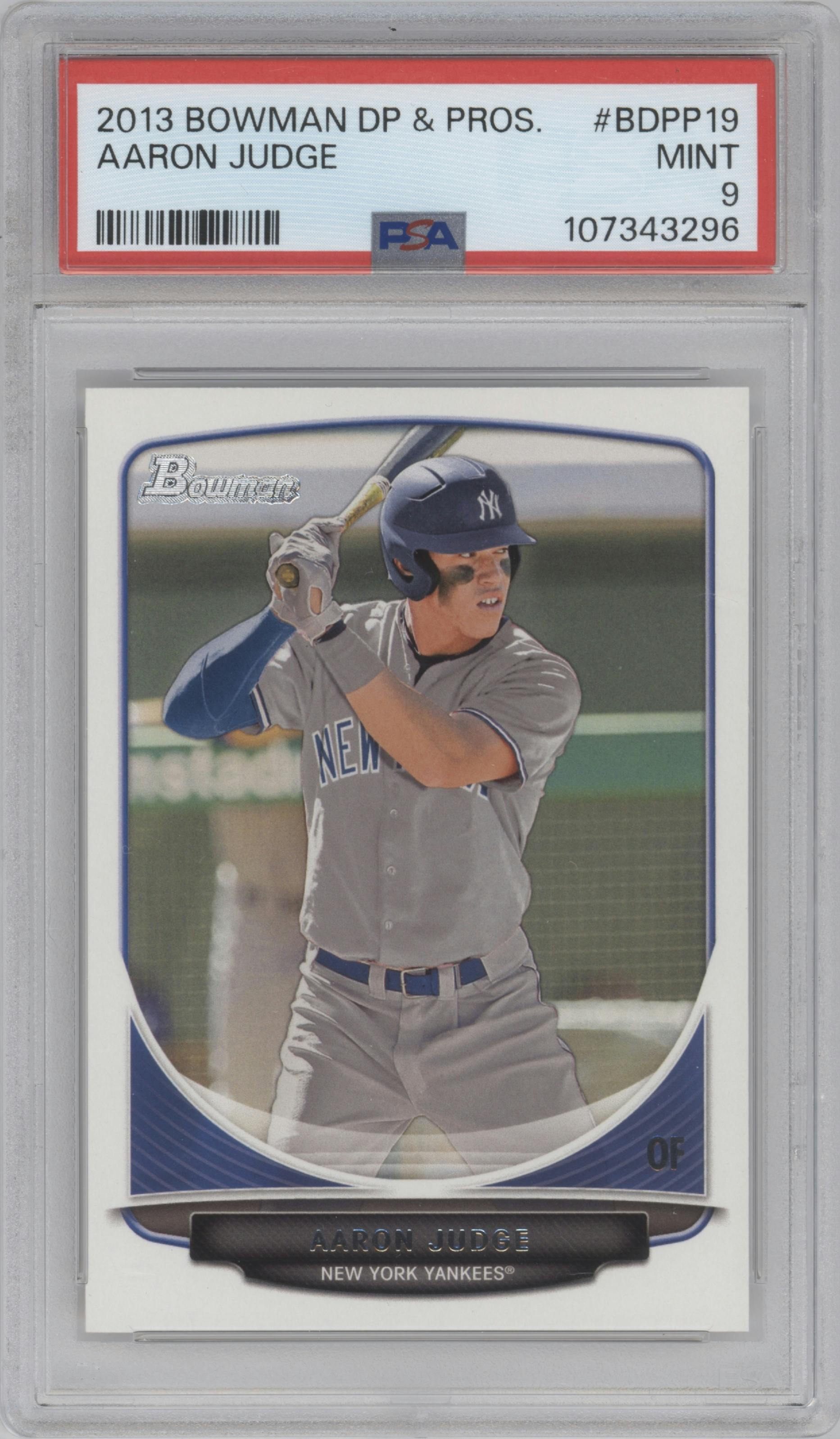 Aaron Judge from the 2013 Bowman Draft Picks & Prospects set graded by PSA and given an overall grade of 9.